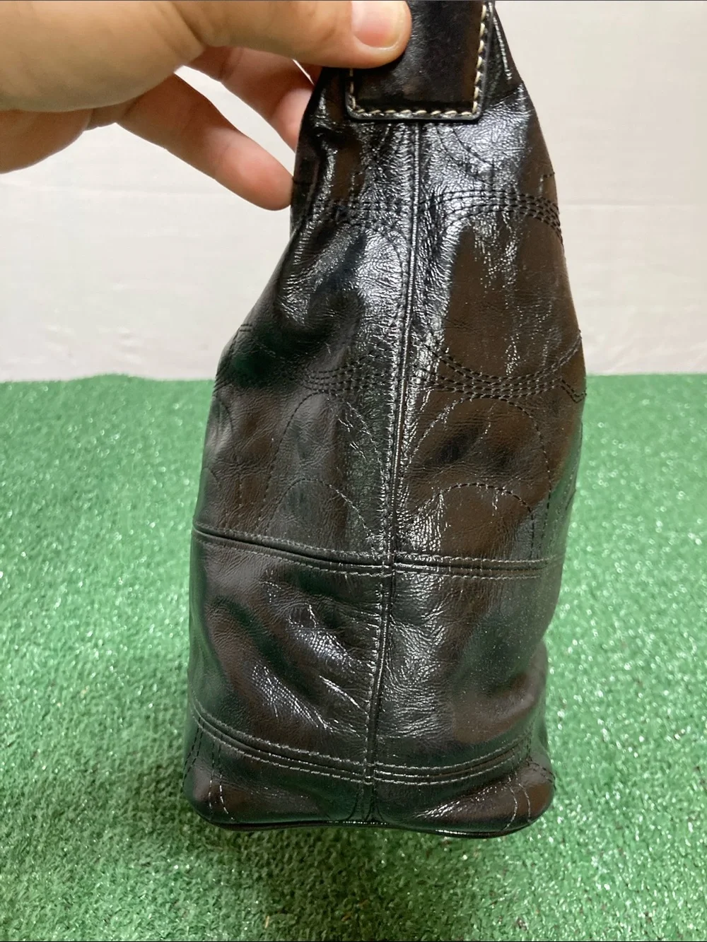 Coach Black Leather Hobo with Signature Plaque (OKPM-07-011)